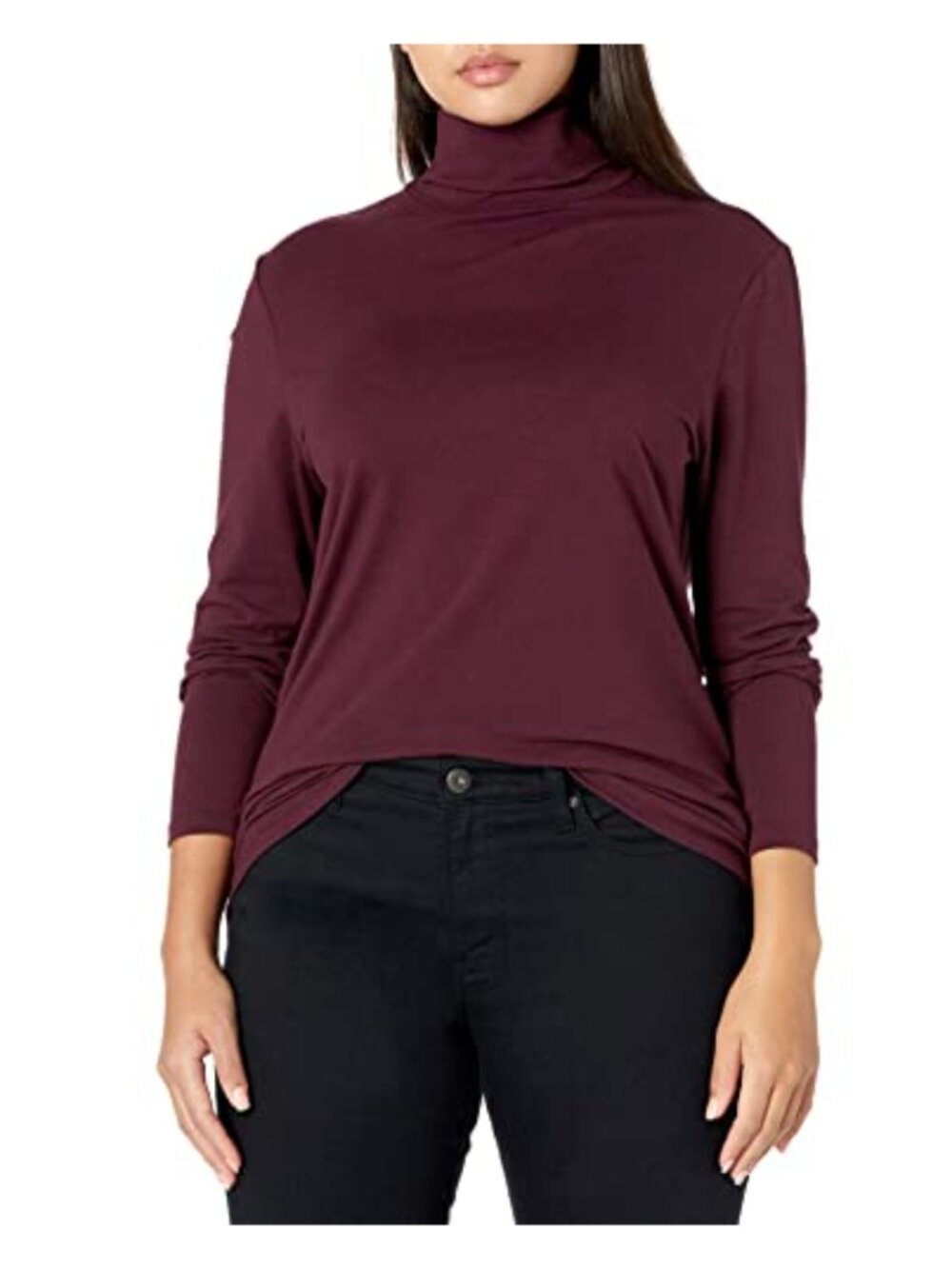 Long Sleeve Turtleneck Top Soft Heavyweight Fleece Classic Fit Casual
